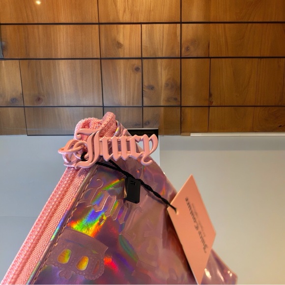 🍀Juicy Couture Metallic Pink Travel Makeup Bag - Picture 3 of 5